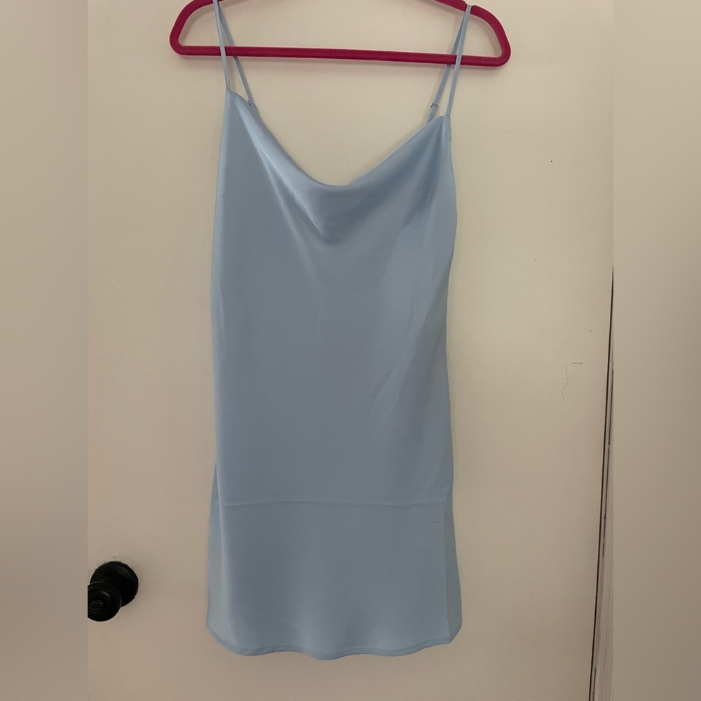 Forever 21 Satin Mini Slip Dress (Cloud Blue)